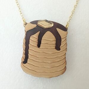 Vinca Batter Than The Rest Lasercut Wood And Acrylic Pancake Necklace